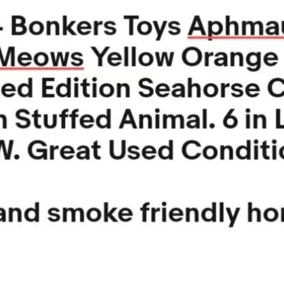 Aphmau MeeMeows Limited Edition Under The Sea Seahorse Yellow Cat Plush 6"L - Picture 2 of 10